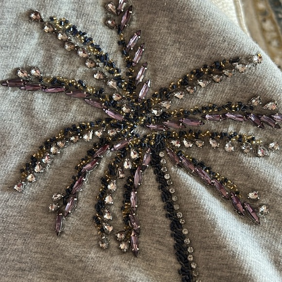 Lilly Pulitzer Embellished Gray Top with Palm Design, sequins,beading, stones - Picture 7 of 8